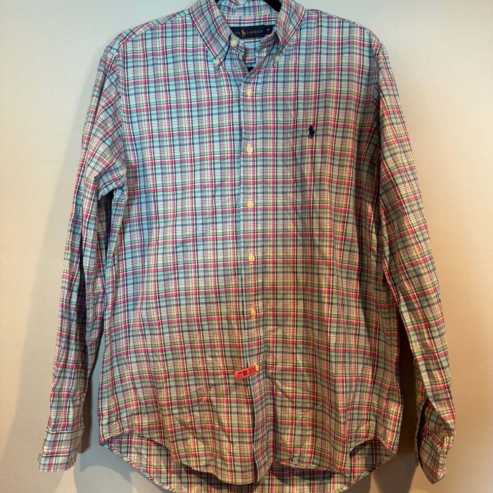 Ralph Lauren Men’s Button Down Shirt Medium Plaid Long Sleeve Classic Fit